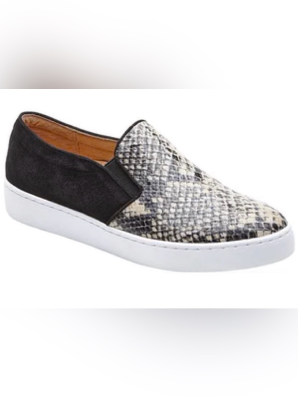 Vionic Women's Midi Slip On Sneaker Black/Snakeskin Print Leather Nubuck 9.5